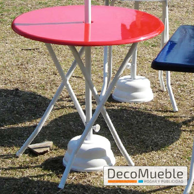 Mesa Plegable Redonda Tapa de Fibra de Vidrio
